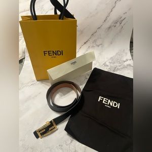 Fendi Black & Gold Belt Size 80